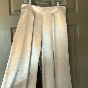 Silver pleated wide leg pants